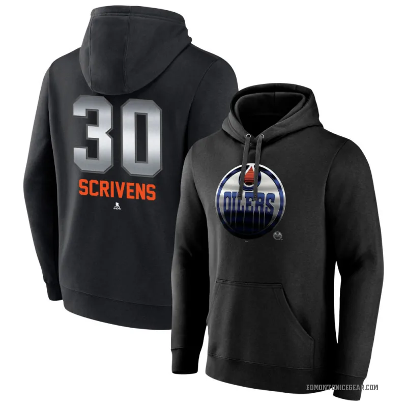 Ben Scrivens Men's Black Edmonton Oilers Branded Midnight Mascot Logo Pullover Hoodie