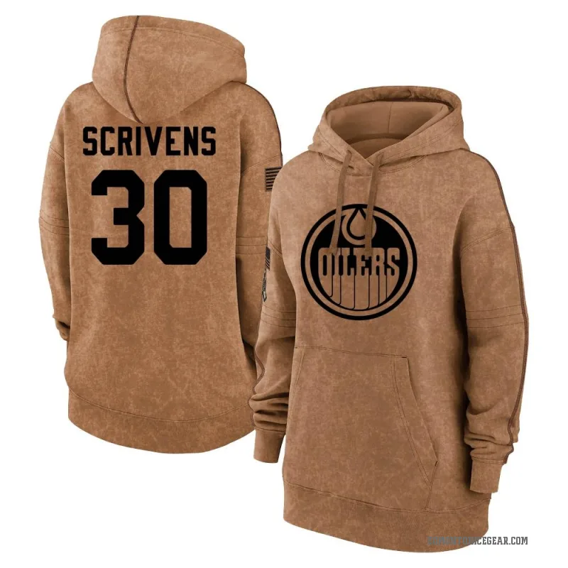 Ben Scrivens Women's Brown Edmonton Oilers 2023 Salute to Service Pullover Hoodie