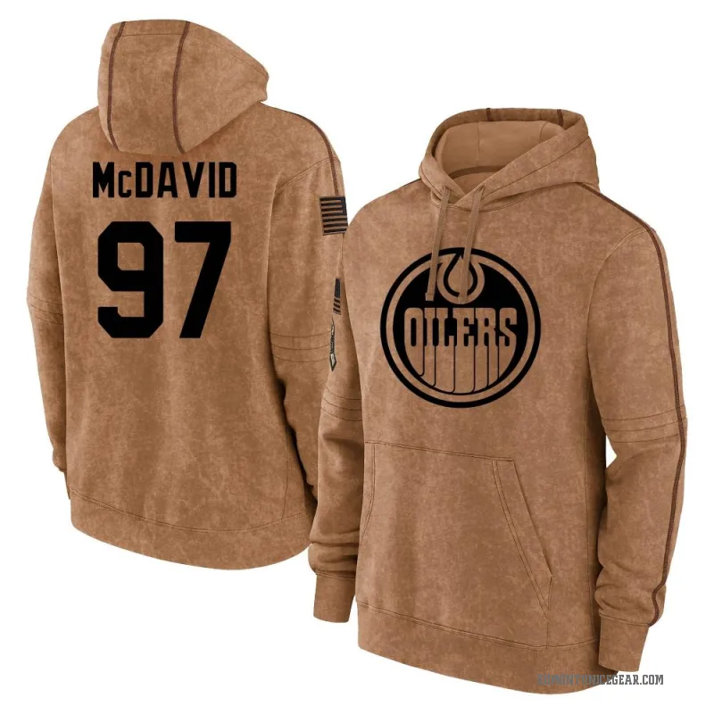 Connor McDavid Men's Brown Edmonton Oilers 2023 Salute to Service Club Pullover Hoodie