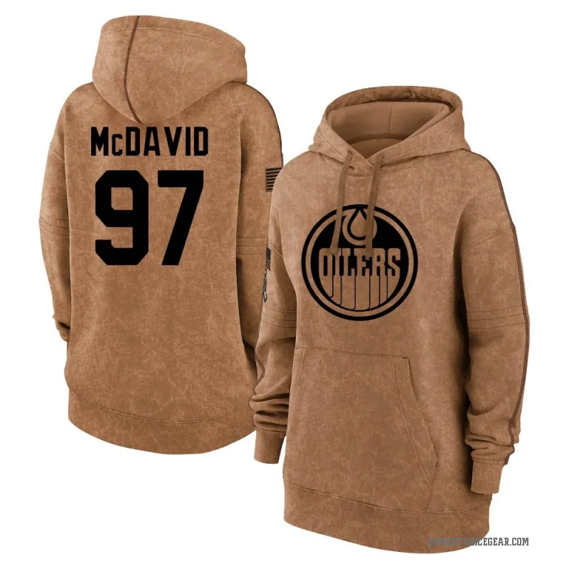 Connor McDavid Women's Brown Edmonton Oilers 2023 Salute to Service Pullover Hoodie