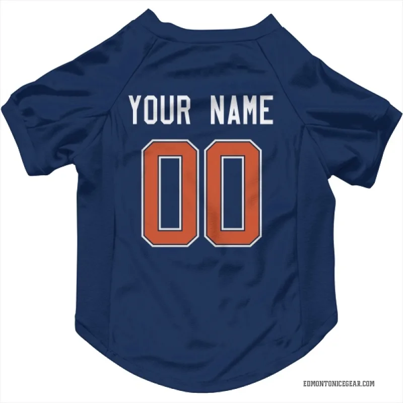 Custom Navy Edmonton Oilers Cat & Dog Pet Jersey Oilers Store