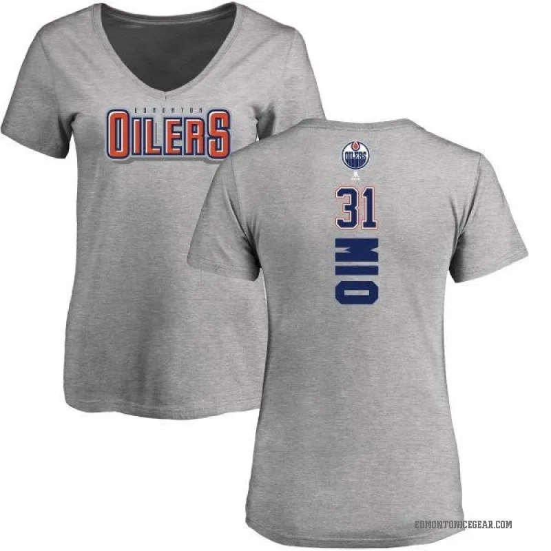 Eddie Mio Women's Ash Edmonton Oilers Backer T-Shirt -