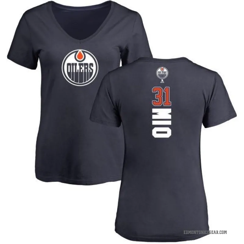 Eddie Mio Women's Navy Edmonton Oilers Backer Slim Fit V-Neck T-Shirt -