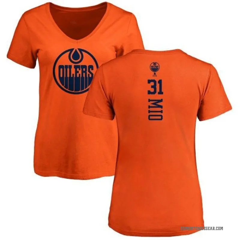 Eddie Mio Women's Orange Edmonton Oilers One Color Backer Slim Fit V-Neck T-Shirt -