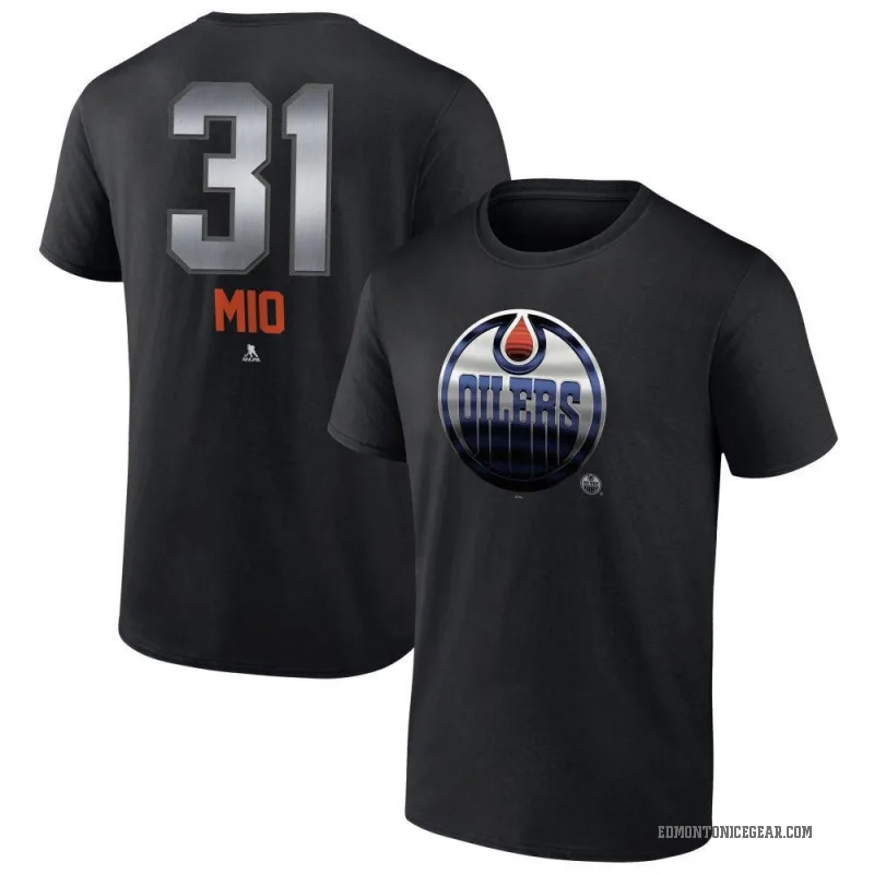 Eddie Mio Youth Black Edmonton Oilers Midnight Mascot Logo T-Shirt