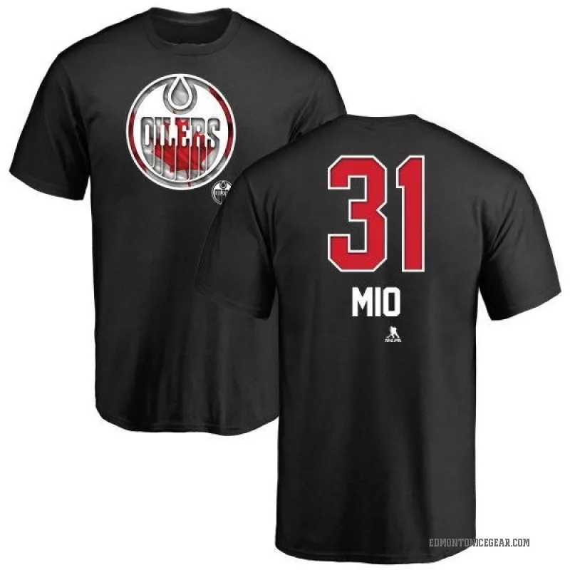 Eddie Mio Youth Black Edmonton Oilers Name and Number Banner Wave T-Shirt -