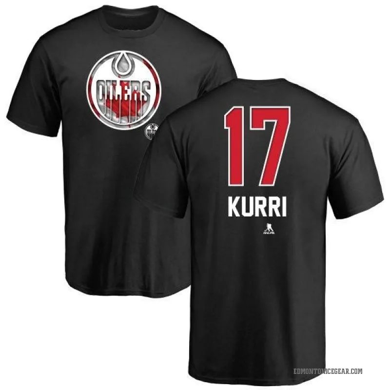 Jari Kurri Men's Black Edmonton Oilers Name and Number Banner Wave T-Shirt -
