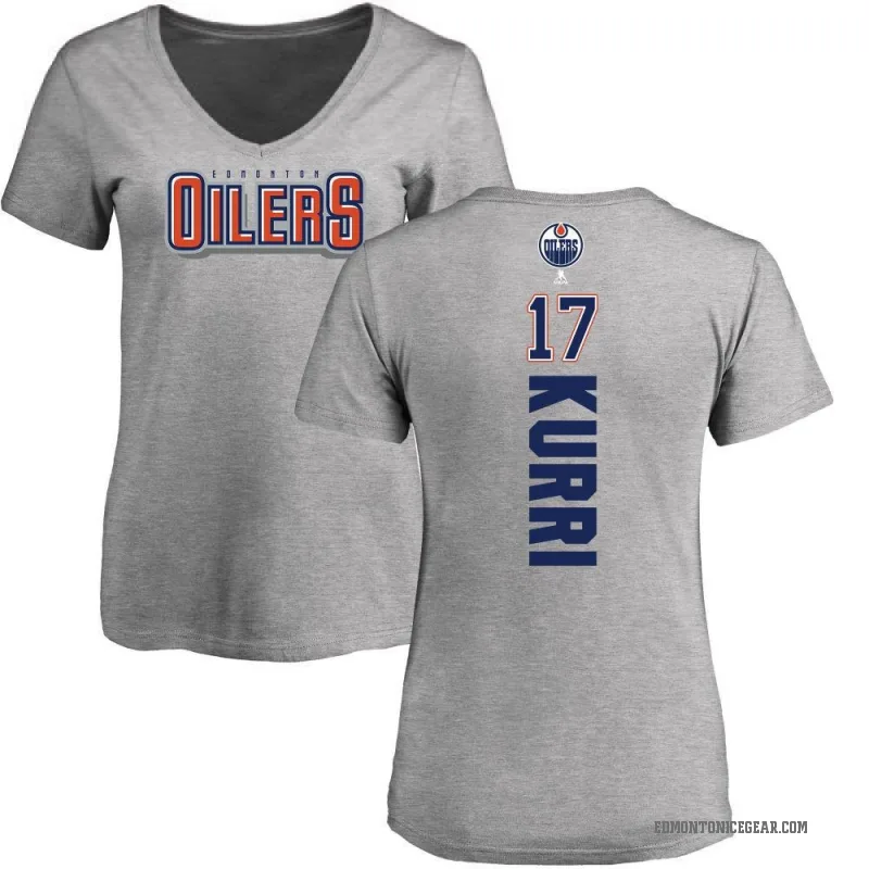 Jari Kurri Women's Ash Edmonton Oilers Backer T-Shirt -