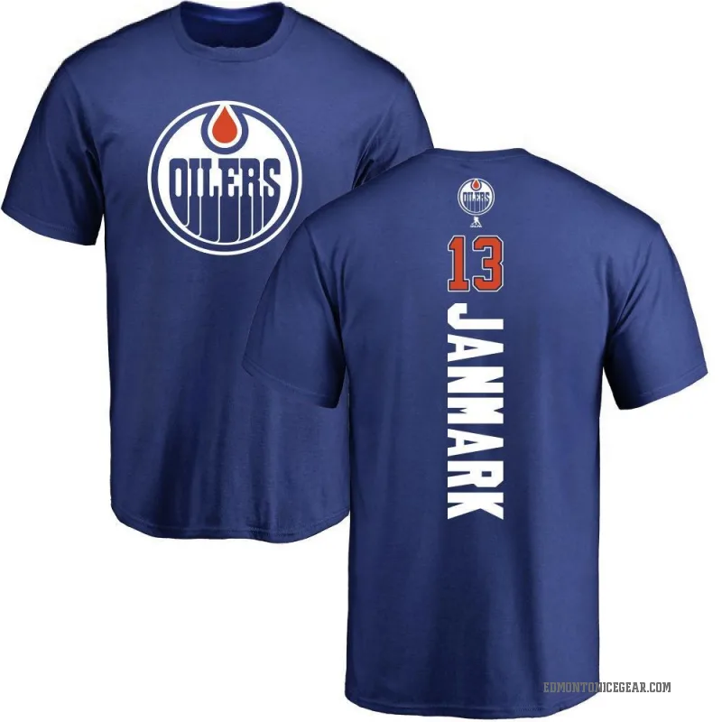 Mattias Janmark Men's Royal Edmonton Oilers Backer T-Shirt -