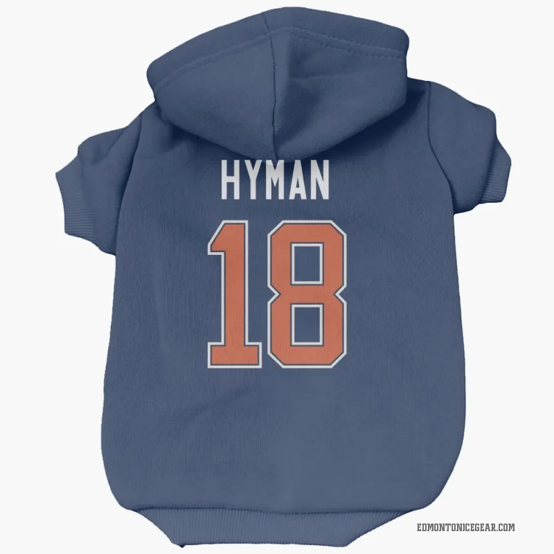 Zach Hyman Blue Edmonton Oilers Cat & Dog Pet Hoodie